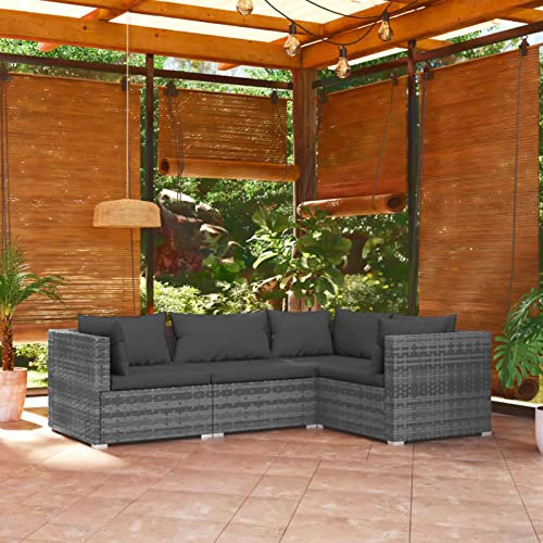 NITCA Polyrattan Gartenlounge, Lounge Gartenmöbel Set, Gartenmöbel Set, Rattan Loungemöbel Terrasse,Gartenlounge Set, Ecklounge Sofagarnitur Grau und Anthrazit(3X Eckteil + Mittelteil)