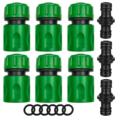 Garden Hose Coupling 1/2 pollici, set di 9 pezzi tubo di accoppiamento, prolunga di collegamento, in plastica, a due vie, per rubinetto da giardino e casa