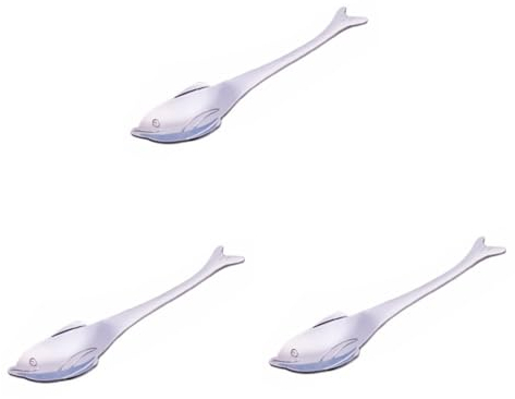 Ciieeo 3stücke Edelstahl Dolphin Spoon Wiederverwendbare Teelöffel Für Kaffee Tee Und Desserts Elegante Rostfreie Küchenutensilien Im Niedlichen Delfin-design Silber