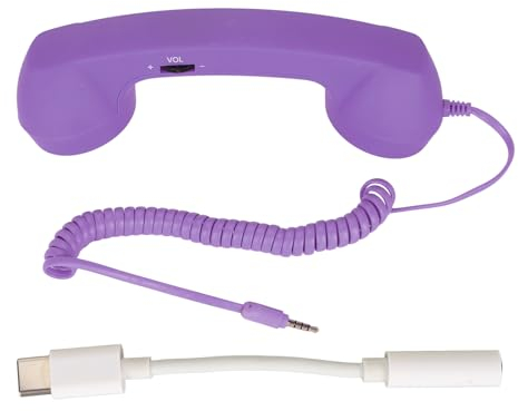 Beufee Retro Telephone Handset for Cellphone, Purple, Wired, Digital, Single-Line Operation, No Caller ID, Handset