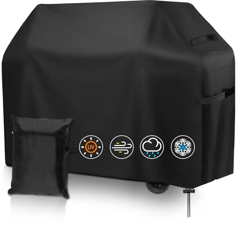 NCKIHRKK Grillabdeckung 147 cm Wetterfest Grill Abdeckhaube, Gasgrill Abdeckung 210D Oxford-Stoff, Grillhaube Schutzhülle Wasserdicht, Anti-UV, Reißfest BBQ Cover, Universelle, 147x61x117 cm