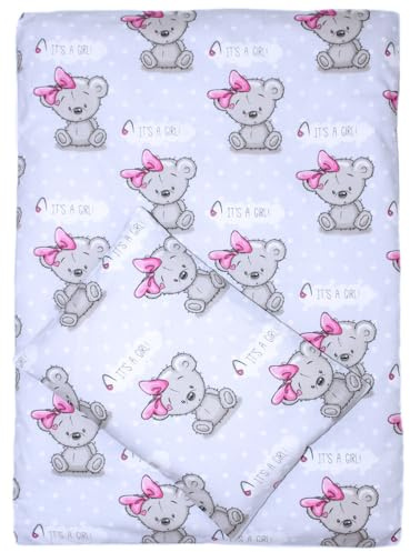 Kinderwagenset Baby Bettwäsche für Kinderwagen Bezüge Decke Kissen 2-4 tlg (Girl, 4 tlg)