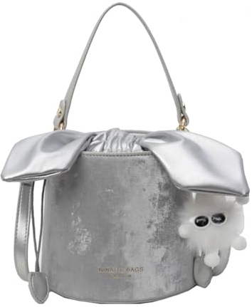 YEAMKE Einfache Damentasche Umhängetasche tragbare Beuteltasche, silber, 16 * 15 * 14CM