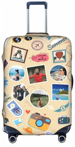 Naispanda Personalisierte Kofferhülle mit Foto Text, Personalisieren Sie Ihr Bild/Namen/Logo, Gepäck, Personalisierte Reisezubehör für Koffer, elastische Schutzhüllen, 18-32 Zoll