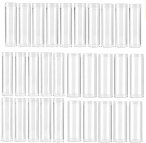 GOSIA Münzaufbewahrungsröhrchen, Münzhülse aus Kunststoff, Schutzrohr für Gedenkmünzen, lose Münzhülsen auf einer ganzen Rolle (30 Stück)