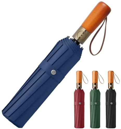 Mijova Faltbarer Regenschirm, Auf-Zu-Automatik Taschenschirm, Leichtes Design, Winddicht und Regenfest Klappschirm für Männer und Frauen