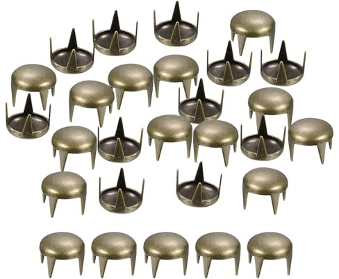 sourcing map 80Pcs Bronze Round Dome Rivets, 5mm Brass Spike Studs Spots Punk Rock Nailheads Claw Beads for DIY Clothes Belt Bag Shoes Bracelet Leather Craft