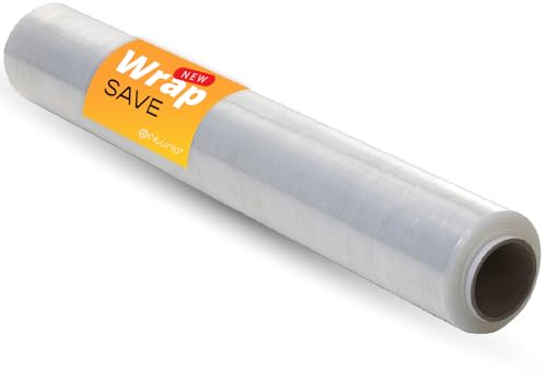 Film Trasparente per Imballaggio, Plastica Copritutto Traslochi, Pellicola Adesiva Protettiva, Pellicola per Imballaggio per Coprire Mobili, Scatole Cartone per Traslochi - Ofituria (1 pz, Wrap Save)