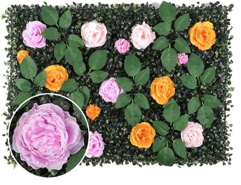 KanDuo Artificial Plant Wall Panels Wall Decor,Artificial Grass Mats Lawn,Flower Hedges Boxwood Panels Green Wall for Party Wedding Garden Outdoor