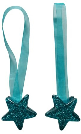 Coppia di Calamite per Tende - Semplici di Forma Stella (Stile Glitter) - In Vari Colori (AZZURRO)
