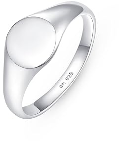 Amberta Siegelring Damen aus 925 Sterling Silber | Kleine Fingerringe für Mädchen | Stapelringe Damen | Sterling Silber Ring Damen