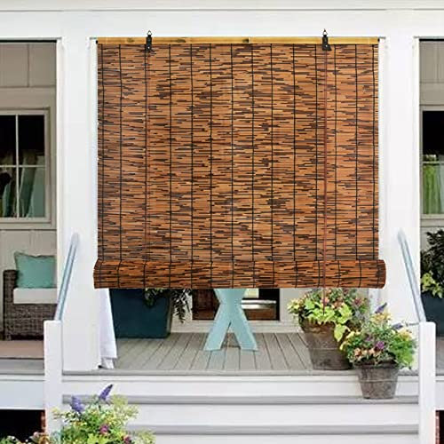 Bambus-Sonnenschutz für Terrasse und Fenster, wasserdicht, aufrollbar, für Sonnenschutz und Privatsphäre, ideal für Deck, Hinterhof, Veranda und Balkon, atmungsaktiv und verdunkelnd, natürlicher