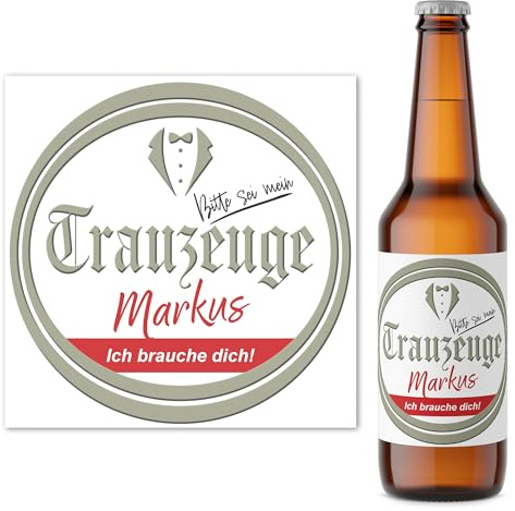 Willst du mein Trauzeuge sein Mann Bierflaschen Etikett personalisiert Bier Geschenk Trauzeuge fragen Flaschenetikett Bieretiketten 2 Stück | 9x9 cm
