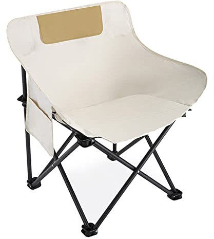 Campingstuhl Faltbar 200KG Belastbar Übergroßer Bequem Gepolster Klappstuhl Camp Garten Balkon Strand Camping Stuhl Sessel Gartenstuhl Anglerstuhl Regiestuhl(White)