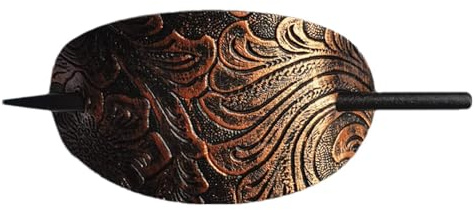 Lederhaarschwamm mit eleganter Haarnadel im Retro-Design für Frauen | ovaler PU-Leder-Haarclip, stabiler Haarschmuck, C-Klemme