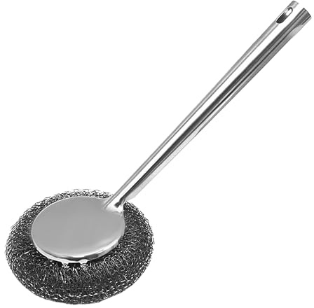 Long Manche en Acier Inoxydable Brosse À Récurer Les Casseroles, Eponge Grattante La Vaisselle avec Manche Long Et Court, Brosse De Nettoyage en Acier Inoxydableonge À Récurer en Métal