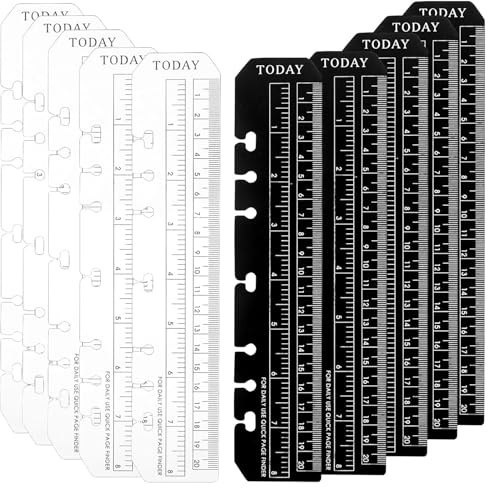 HARY Lot de 10 marque-pages Règle A5 Règle Marque-page Notebook Reliure Règle Plastique Page Marqueur 6 trous Règle Marque-page pour Classeur à anneaux DIY