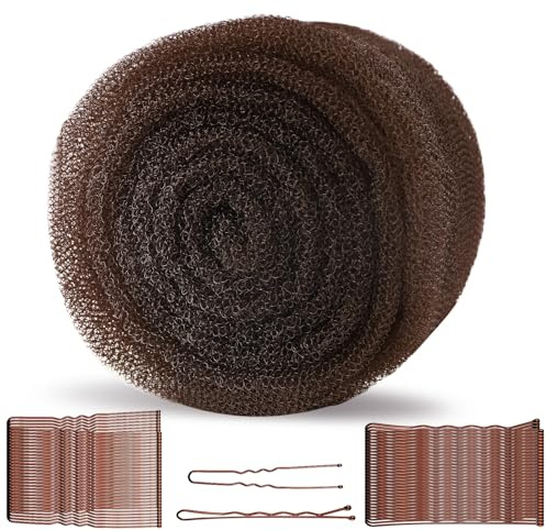 FEUNLEM Hair Sponge for Updo & Volume Bumps Tool, Hair Filler for Thin Hair, Padding for Updo with 100 Bobby Pins, 70 Inch, Salon Must-Have, Dark Brown