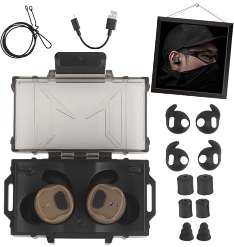 TACWJDM Écouteurs Tactiques Bluetooth 5.3 avec ANC 80dB & Annulation 0.5ms - Protection Auditive Chasse/Stand - Batterie 8H & Commandes Compatibles(T)