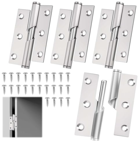 4Pcs Rising Butt Lift Off Hinges 3 inch, 76mm Internal Door Hinges | 304 Stainless Steel Self Closing Hinge with Screws for Door Case Lid Wooden Box Chest (2× Left, 2× Right)