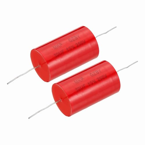 QUARKZMAN 2 Stück 30uf Frequenzweiche Kondensator 250V Rote Axiale | Frequenzweiche MKP Folien Kondensator, Audio Lautsprecher