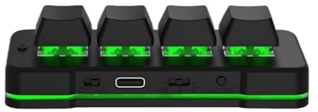 PUSOKEI -4-Tasten-Tastatur, Unterstützt USB und Bluetooth, Selbstprogrammierend, Einhändige Mechanische RGB-Gaming-Tastatur für Telefon, Computer, Tablet