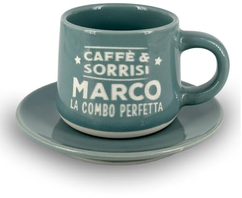 CLEARCO Tazzina da caffè personalizzata con piattino e scatola - Marco