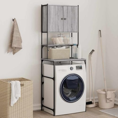 Generico Mueble para lavadora gris Sonoma 68 x 48,5 x 194 cm, accesorios para lavadoras y secadoras
