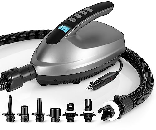 SereneLife Inflatable Paddle Board Pump Compressor - 20PSI High Pressure SUP Inflator - 12V DC Car Connector - Electric Air Pump for Paddle Boards, Boats, Rafts, Pool Toys, Water Sports