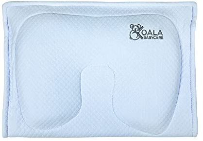 Stillkissen aus Memory Foam, hilft eine Plagiozephalie (Plattkopfsyndrom) vorzubeugen und zu behandeln, mit abnehmbarem Bezug (mit 2 Kissenbezügen) - Koala Perfect Head Breastfeeding - Blau