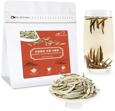 LWXLJMJZC-2.8oz/80g Silver Needle White Tea | Chinese Silver Tips Loose Leaf Tea | Yunnan Yin Zhen With Delicate Honeysuckle