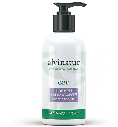 ALVINATUR - Lotion hydratante CBD 250ml, Hydratation corps, Soins peaux sèches et sensibles, Aux huiles essentielles, Flacon doseur