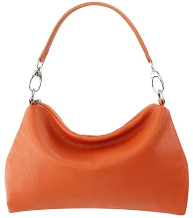 SH Leder Echtleder Umhängetasche mittelgroße schultertasche Abendtasche Clutch Crossbody Bag Messenger Handtasche mit Reißverschluss 33x20cm Lovelin G393 (Orange)