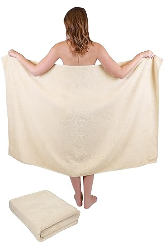 Betz 2 Stück Badetuch groß XXL Größe 100 x 160 cm Badetücher Saunatuch Set Dresden 100% Baumwolle Farbe Sand