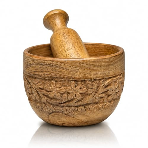 Mortier et pilon en bois fait à la main,Style rustique naturel,Moulin à herbes et épices Masala,Bol à purée manuel,Assaisonnements,Pilulier,Idées de cadeau pour une pendaison de crémaillère,7x10 cm