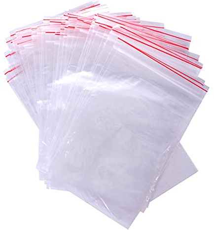Pakomat Lot de 100 sachets zippés, fermeture à pression, convient pour différents matériaux, sac d'emballage, sac en polyéthylène (15 x 20 cm).