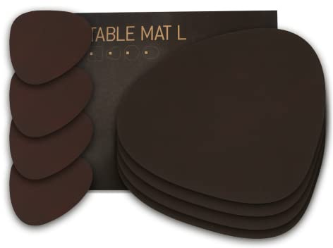 LindDNA Tischset 8tlg. Curve L (4 Tischsets + 4 Glasuntersetzer), LindDNA:Nupo Brown