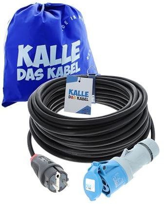 CEE Adapterleitung Kalle Blue SCHUKO Stecker auf CEE Kupplung (20 Meter, 3G 1,5mm²)
