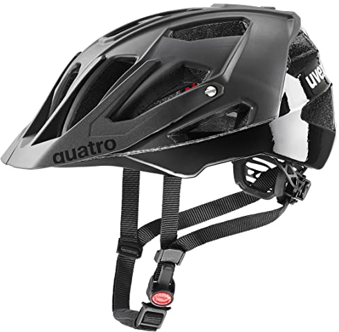 uvex Quatro cc - sicherer MTB-Helm für Damen und Herren - individuelle Größenanpassung - Verstellbarer Schirm - All Black - 56-61 cm