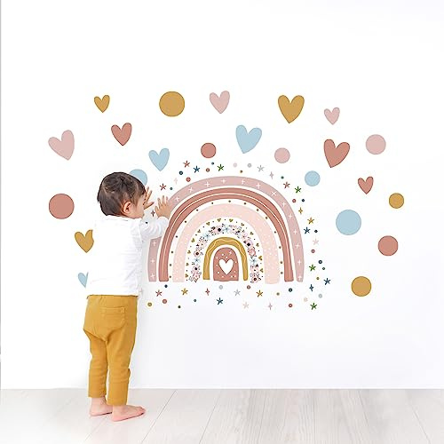 Tanlaby Großer Regenbogen Blume Wandtattoo Boho Regenbogen Wandsticker Punkte