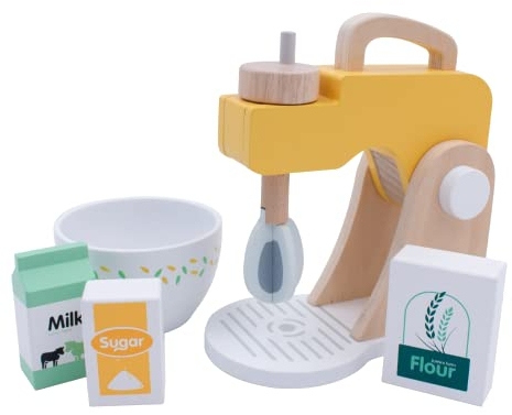 Kids Wooden Toy Play Kitchen Accessories: Chef Pretend Play Food Set and Cookware Accessory for Boys, Girls and Toddlers.