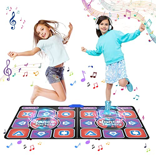 Aomdom Tappeto da Ballo per Bambini e Adulti, Modello Migliorato, Doppio Tappetino da Ballo Musicale Antiscivolo e Durevole, con Ricevitore Senza Fili, Senza Fili con 200 Giochi e 100 + Musica (166 x