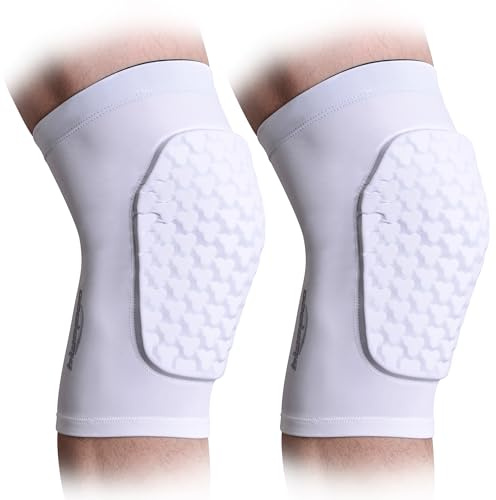 COOLOMG Knieschoner Knieschützer Beinstulpen Knieprotektor Basketball Fußball Handball Volleyball für Herren Damen Jungen Weiß T-Form XS