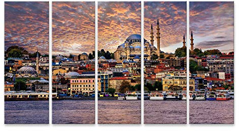 islandburner Bild auf Leinwand Goldenes Horn Und Die Altstadt Von Istanbul Auf Dramatischem Sonnenuntergang Türkei Wandbild Poster Kunstdruck Bilder