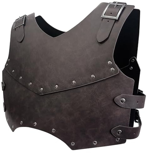 HiiFeuer Mittelalterlicher Kunstleder Brustpanzer, Retro Söldner Ritter Bogenschütze Körperpanzer, Verstellbare Rüstung für LARP Kostüm& Ren Faire/Karneval