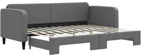 vidaXL Tagesbett, Ausziehbar Schlafsofa mit Lattenrost, Bettsofa Gästebett für Schlafzimmer Wohnzimmer, Sofa Bett Ausziehbett, Dunkelgrau 80x200 cm Stoff