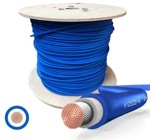 Câble Solaire SOLARTRONICS Vendu au mètre 6mm² - 50 m Bleu - rallonge de câble photovoltaïque - Fabriqué en Allemagne
