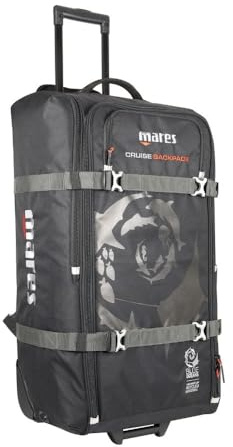 Mares Cruise Backpack, Diving Gear Luggage Air Travel Bag with Wheels & Shoulder Straps, 100-Liter Capacity