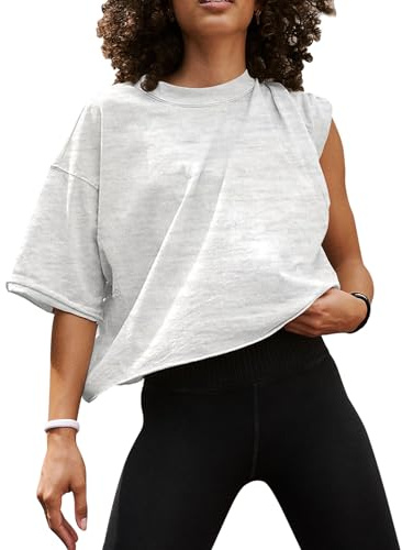 EBANKU Camicie da Allenamento Oversize da Donna Top a Manica Corta Magliette Casual Basic in Cotone Atletico per Yoga Running T-Shirt Corta