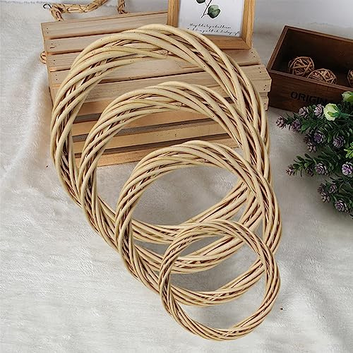 Gyrategirl 4PCS Grapevine Wreath Natural Wreath Rattan Wreath Ring for DIY Craft Spring Summer Wreaths for Front Door Wall Decor Easter Christmas Halloween Wreath Wedding Decorations (15+20+30+40CM)